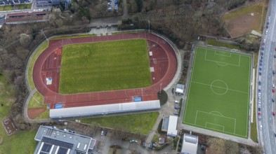 Aerial photo, sports park, Jahnstadion, Bottrop, Ruhr area, North Rhine-Westphalia, Germany, DE,