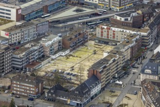 Aerial view, Am Trapez Bottrop, shopping centre Hansa Center, Berliner Platz, city centre, Bottrop,