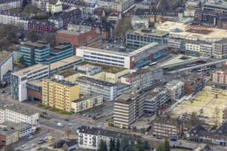 Aerial view, Am Trapez Bottrop, shopping centre Hansa Center, Berliner Platz, city centre, Bottrop,