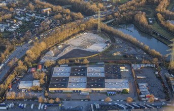 Aerial view, construction site between Am Rhein-Herne-Kanal and Borbecker Straße as well as