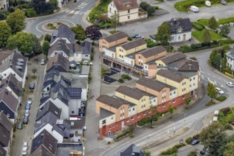 Aerial view, town centre Ostring in Breckerfeld, Sauerland, North Rhine-Westphalia, Germany,