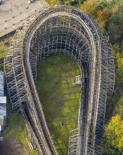 Aerial view, Movie Park Germany in the district Kirchhellen-Nord-Ost in Bottrop, Ruhr area, North