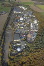 Aerial view, Movie Park Germany in the district Kirchhellen-Nord-Ost in Bottrop, Ruhr area, North