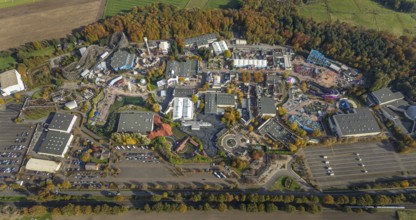 Aerial view, Movie Park Germany in the district Kirchhellen-Nord-Ost in Bottrop, Ruhr area, North