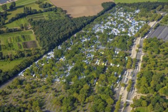 Aerial view, Caravan Centre Campsite at the fairground car park in the Stockum district of