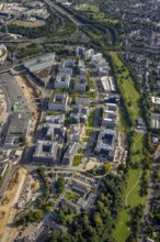 Aerial view, commercial area between Flughafenstraße and Klaus-Bungert-Straße with Flughafen