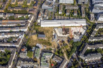 Aerial view, construction site Ulmer Höh and new building for residential quarter MAXFREI on the