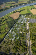 Aerial view, Caravan Center Campingplatz am Messeparkplatz im Stadtteil Stockum in Düsseldorf,