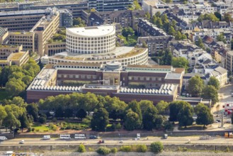 Aerial view, art palace and semicircular building of the Ministry of the Environment of North