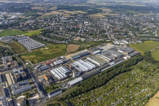 Aerial view, Areal Böhler commercial area and residential area Unter der Mühle in the district
