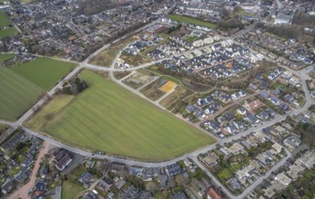 Aerial view, local view Kirchhellen Hackfurthstraße, Bottrop-Kirchhellen, Ruhr area, North