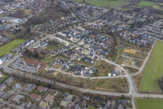 Aerial view, local view Kirchhellen Hackfurthstraße, Bottrop-Kirchhellen, Ruhr area, North