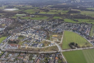 Aerial view, local view Kirchhellen Hackfurthstraße, Bottrop-Kirchhellen, Ruhr area, North