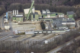 Aerial view, winding tower former Prosper V mine shaft 10, Alter Postweg, Bottrop-Kirchhellen, Ruhr