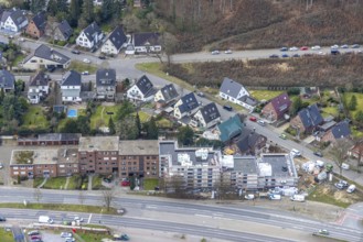 Aerial view, construction site new building Hans-Sachs-Straße corner Kirchhellener Straße, Bottrop,