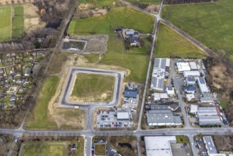 Aerial view, commercial area construction site Im Pinntal, Bottrop-Kirchhellen, Ruhr area, North