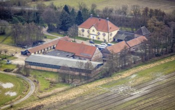 Aerial view, manor house Haus Brabeck, Bottrop-Kirchhellen, Ruhr area, North Rhine-Westphalia,