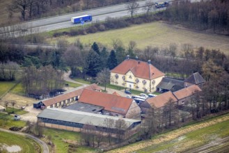 Aerial view, manor house Haus Brabeck, Bottrop-Kirchhellen, Ruhr area, North Rhine-Westphalia,