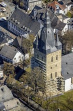 Aerial view, renovation of the catholic parish church of St Peter and St Andrew, Brilon, Sauerland,