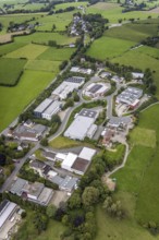 Aerial view, commercial area Frankfurter Straße and Hagener Straße in Breckerfeld, Sauerland, North