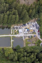 Aerial photo, fishing ponds Angelparadies Steinbachtal in Breckerfeld, Sauerland, North