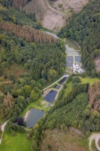 Aerial photo, fishing ponds Angelparadies Steinbachtal in Breckerfeld, Sauerland, North