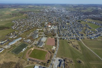 Aerial view, local view, sports field Carl-Diem-Weg, SV 1920 Brilon e.V., stadium Zur Jakobuslinde,
