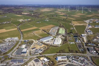 Aerial view, commercial area Möhnestraße, Brilon, Sauerland, North Rhine-Westphalia, Germany, DE,