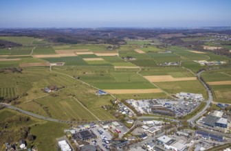 Aerial view, commercial area Möhnestraße, Brilon, Sauerland, North Rhine-Westphalia, Germany, DE,