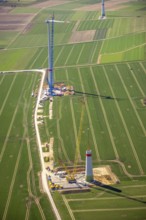 Aerial view, construction site new wind turbines, Oberalme, Brilon, Sauerland, North