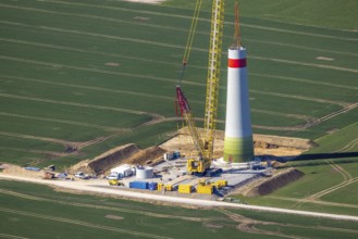 Aerial view, construction site new wind turbines, Oberalme, Brilon, Sauerland, North