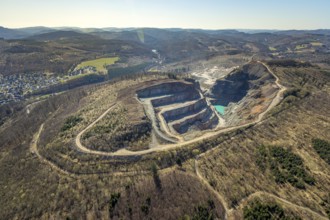 Aerial view, Bilstein quarry, Westdeutsche Grauwacke-Union, Brilon, Sauerland, North