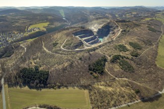 Aerial view, Bilstein quarry, Westdeutsche Grauwacke-Union, Brilon, Sauerland, North
