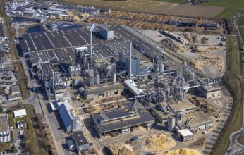 Aerial view, Egger Holzwerkstoffe Brilon GmbH, Brilon, Sauerland, North Rhine-Westphalia, Germany,