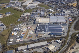 Aerial view, commercial area Ostring, Briloner Möbel Werke, Egger Holzwerkstoffe Brilon, Brilon,