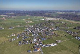 Aerial view, local view with quarry Schotterwerk Thülen, Thülen, Brilon, Sauerland, North