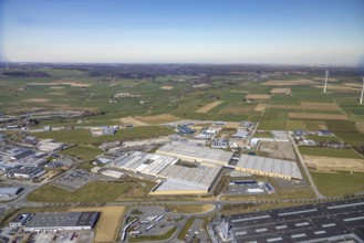 Aerial view, Hinterm Gallberg industrial estate, Oventrop factory premises, Brilon, Sauerland,