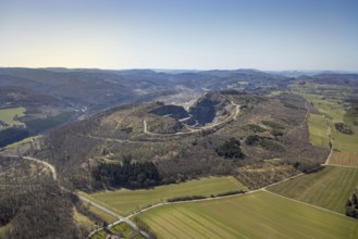 Aerial view, Bilstein quarry, Westdeutsche Grauwacke-Union, Brilon, Sauerland, North