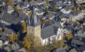 Aerial view, city centre view with catholic provost church in Brilon, Sauerland, North