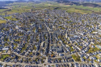 Aerial view, city centre view, Brilon, Sauerland, North Rhine-Westphalia, Germany, City, DE,