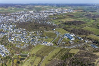 Aerial view, local view, Maria-Hilf Municipal Hospital, Egger Holzwerkstoffe Brilon, Brilon,