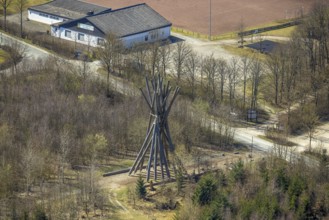 Aerial view, Kyrill-Tor at Briloner Bürgerwald, Petersborn, Brilon, Sauerland, North