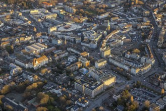 Aerial view, city centre view and new Bauknecht quarter with construction site at the RAG building