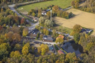 Aerial view, Grafenmühle gastronomy with Woodpeckers Roadhouse in the district Kirchhellen-Süd in