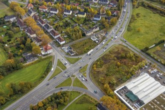 Aerial view, intersection Horster Straße and Brauckstraße with the toom DIY store in the district