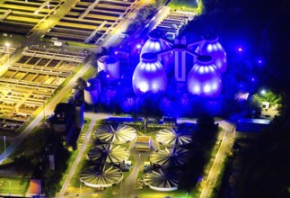 Aerial view, Emschergenossenschaft Klärwerk Bottrop, Welheim, Bottrop, Ruhr area, North