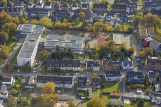 Aerial view, Josef-Albers-Gymnasium Bottrop in the south-west district of Bottrop, Ruhr area, North