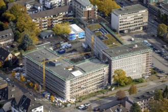 Aerial view, New Bauknecht Quarter with construction work at the RAG building Gleiwitzer Platz in