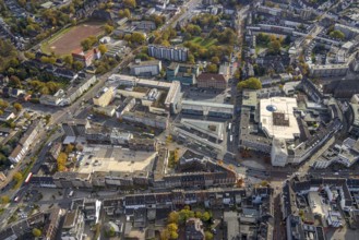 Aerial view, trapeze courtyard reconstruction in the district Altstadt in Bottrop, Ruhr area, North