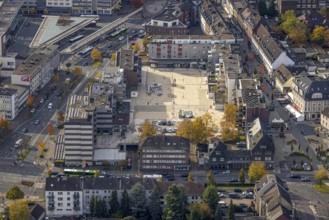 Aerial view, trapeze courtyard reconstruction in the district Altstadt in Bottrop, Ruhr area, North